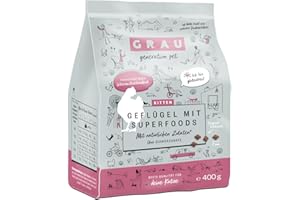 GRAU – El Original – Pienso deshidratado para Gatos - Kitten - Ave con superalimentos, Pack Individual (1 x 400 g), sin Gluten, para Gatitos