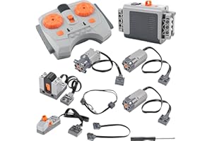 guobinZH 9 Pezzi Power-Function Technic-Parts Kit Motore Elettrico Giocattolo con Motore Telecomando M L Servomotore Scatola Batteria Estensione Wire Interruttore per Modelli DIY e Treni
