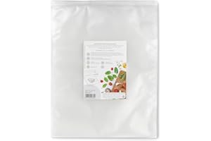 Magic Vac, 50 Sacchetti Sottovuoto 30x40, Ideali per Congelatore, Frigorifero, Scongelamento in Microonde, Bollitura, Cottura Sottovuoto in Forno o A Vapore, Senza Etichetta, Certificati Made in Italy