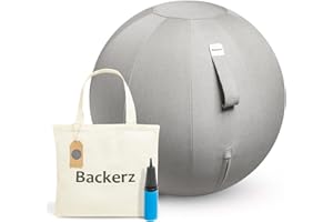 Backerz Siège Ballon - Ballon Ergonomique Bureau & Yoga Chaise Ballon en Taille 55CM 65CM 75CM - Capacité 110kg, Housse en Lin Doux Lavable - pour Une Bonne Posture Ballon pour Le Bureau