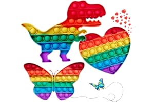 HUGZ Fidget Toys Push Pop It - Rainbow Bubble Popper Autism Special Needs Stress Reliever Silicone Anxiety Relief Poppet toy for Kids,Teens Adults- pop it's for fun learning and relaxation! (Style - 04)