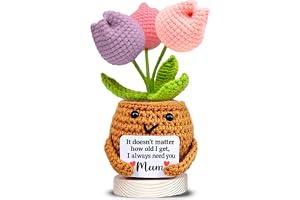 Crochet Tulip Mum Gift with Sweet Message – “I Always Need You Mum” – Handmade Mother’s Day Gift, Birthday Gifts for Mums, Cu