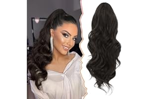 BARSDAR Cordón Extensión de Cola de Caballo para mujer, Rizada Coleta Hair Extension sintética con clip Hair Extension Coleta Postizos de cola de caballo para niñas (40CM,Marron Oscuro)