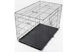 SOULPET 2 Door Black Strong Tough Metal Dog Pet Crate Cages Folds Flat Size: Small 60cm long x 43cm wide x 50cm high