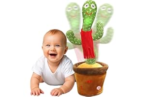 Edencomer Cactus che balla e ripete, cactus parlante volume regolabile, cactus ha una funzione di registrazione di bagliori danzanti, peluche interattivo ripete