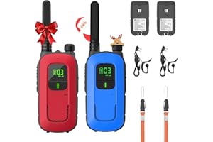 Radioddity PR-T3 Walkie Talkie PMR446 krótkofalówka VOX z 16 kanałami, latarka, zasięg 4 km, ładowalne akumulatory do przygód, aktywności na świeżym powietrzu, na kemping, 2 sztuki