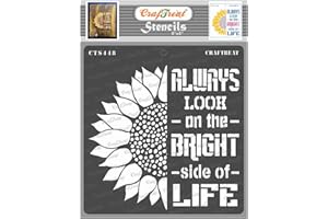 CrafTreat Sunflower Stencils for painting on Wood, Canvas, Paper, Fabric, Floor, Wall and Tile - Bright side of Life - 6x6 Inches - Reusable DIY Art and Craft Stencils - Sunflower Stencil for painting