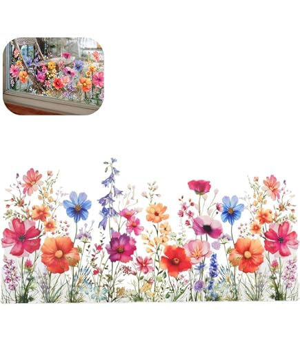 Tanlaby Autocollants Fenêtre Fleur Papillon – Stickers Double Face Anti-Collision Réutilisables Pour Vitres, Portes, Café, Maison, Décoration Anti-Oiseaux