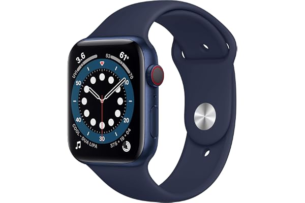 Apple Watch Series 6 (GPS + Cellulaire, 44MM) Boîtier en Aluminium Bleu avec Bracelet Sport Bleu Marine (Reconditionné)
