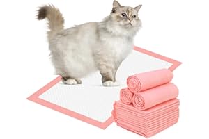 PWEZON Disposable Litter Tray Liners, 50 pcs Super Absorbent Training Pads, 6-Layer Leak-Proof Cat Litter Liners, 45 x 33 cm Cat Litter Box Liners for Cat Breeze Litter System (Pink)