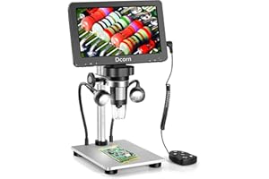 Dcorn 7'' LCD Digital Microscope with 32GB TF Card, Handheld USB 1200X Magnification 1080P Video Microscope with Metal Stand for Error Coins Soldering Kids, PC View, Windows/Mac Compatible