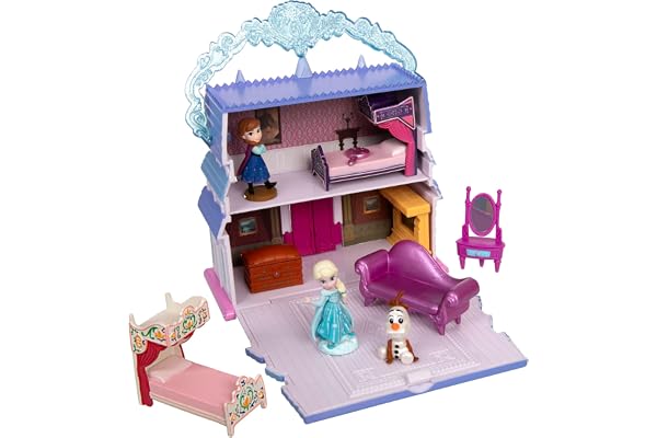 Disney Store Official Coffret Maison de la Reine des Neiges, Once Upon a Story, 11,5 cm/5", Comprend Elsa et Anna, Olaf, Le château d'Arendelle et des Meubles, à partir de 3 Ans