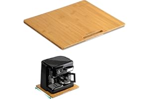 ANBOXIT Bamboo Appliance Slider, Sliding Tray for Kitchen Appliances, Countertop Rolling Tray, Coffee Maker Slider Tray with Rubber Wheels, Wide - Large (13"D x 16"W)