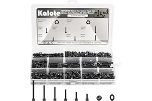 KALOTE 780Pcs M3 Nuts and Bolts Set, Black Hex Socket Head Cap Screws Bolts and Nuts Kit, Black Machine Screws and Flat Washers Assortment Kit for 3D Printer