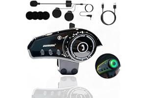 VABOO Intercomunicador Casco Moto, Interfono Manos Libres Auriculares Sistema de Comunicación Wireless 5.0 con IP67 Impermeable, RGB luz, Reducción de Ruido CVC Interfono Moto Intercomunicador Casco Auricul