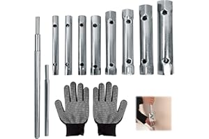 JReHuiG 10 pezzi Set Chiavi a Tubo, Set di Chiavi Esagonali, Chiavi a Tubo Lunghe per Idraulico Lavandino, Chiavi a Tubo per Chiavi per Riparazioni Idrauliche Automobilistiche (10)