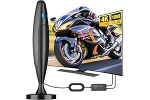 YOWREPU 2024 Antenna TV Interna, Antenna TV Amplificata Potente - Antenna TV Digitale 600KM Gamma 360° Ricezione del Segnale Supporto 4K / 1080P HDTV,Con 5M Cavo Coassiale