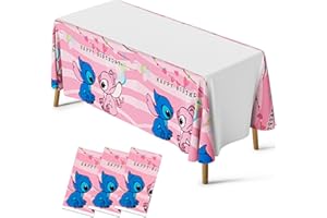 Sidesea Table Cloth Party, 3Pack 180 * 108cm Pink Table Cloth Party Waterproof Cartoon Party Tablecloth Rectangular Plastic Birthday Table Cover for Kids Party Decorations