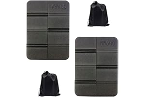 HIUOUIH Tapis de Camping Pliable 2 Pièces Coussin Exterieur Impermeable Coussins Mousse Portable Thermique pour Randonnée Jardin Plage Pique-Nique Stade, Noir