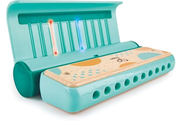 Hape - Harmonica Bleu avec Apprentissage Intéractif - Apprendre avec Les Lumières - Jeu Musical Instrument de Musique Fille et Garçon - Jouet en Bois Enfant dès 3 Ans - Jouet d'Éveil et Motricité