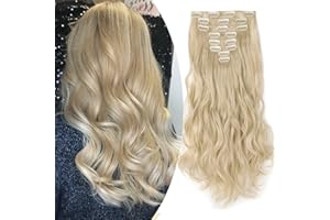 S-noilite® 17" (43 cm) extensiones de cabello cabeza completa clip en extensiones de pelo Ombre ondulado rizado - Blanqueador rubio