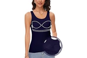 ANYFITTING Débardeurs pour Femmes avec Soutien-Gorge Intégré Débardeur de Yoga sans Manches à Col Rond Haut de Soutien-Gorge Rembourrées de Base d'été S-3XL