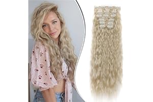 Dcbaboo Extensiones de pelo rubio con clip, 6 unidades, 50 cm, extensión realista de sintético