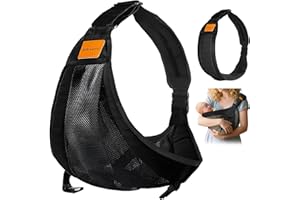 IBOPUXIU Babytrage, Ergonomisch Hüfttrage, Baby Carrier Seitlich, Verstellbare Tragetuch Baby, Babytrage Neugeborene ab Geburt Für Neugeborene Bis 3-36 Monaten(Schwarz)