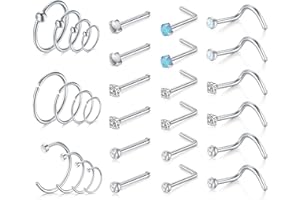 Mayhoop Piercing Naso Anelli al Naso 20G Acciaio Chirurgico con CZ Opale Marmo Anelli Naso Studs Donna Uomo Piercing Gioielli