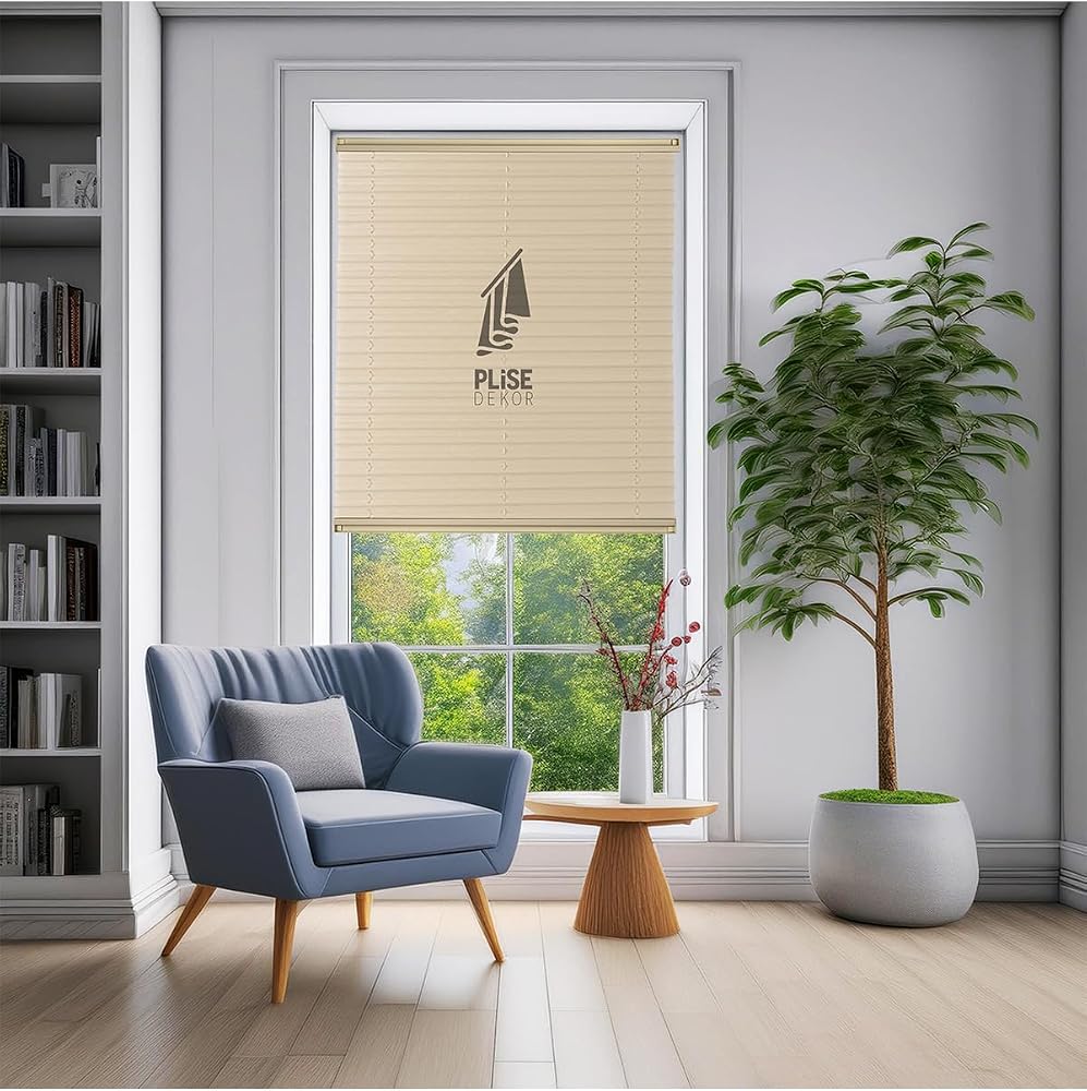Plise Dekor Krem Plise Perde (Yapıştırmalı) (75G x 150Y cm)
