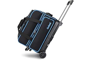 Goloni Bowlingtasche mit 2 Rollen und großem separatem Schuhfach für Bowlingschuhe (bis US-Herrengröße 48), einziehbarer Griff, ausziehbar auf 101,6 cm