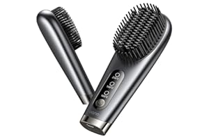 Llano Cordless Hair Straightener Brush Portable Mini Straightening Brush for Travel, Negative Ion Hot Comb Hair Straightener for Women, 6400 mAh USB Rechargeable, 100M+ Ions Hot Brush