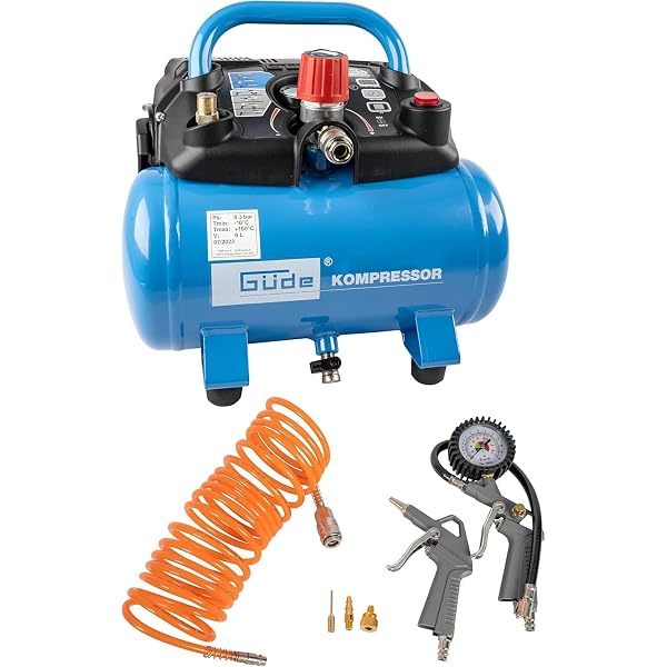 Compresseur D'Air Scheppach HC06 6 Litres, 1200W, 8 Bar - Sans Huile, Mobile, Avec Tuyau 5 M Et Accessoires - 5