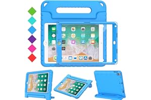 Surom Kids Case with Screen Protector for iPad 9.7 Inch 2018/2017, Shockproof Convertible Handle Stand Case for iPad 9.7 2017/2018 (iPad 5th and 6th Generation),iPad Air 2, Blue