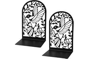 DAKLUNAR 2 sujetalibros, sujetalibros de metal para libros, estantería negra, sujetalibros organizadores, con tope antideslizante para libros, para escuela, hogar, oficina