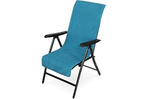 JEMIDI Terry Cloth Protective Cover Garden Chair – 100% Cotton Cover – Sun Lounger Towel – Cushion Cover Terry Cloth Cover with Hood Flap Machine Washable