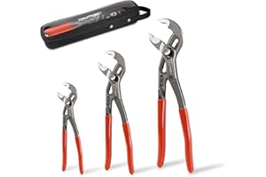 HAUTMEC 3 PCS Water Pump Pliers Set(180mm & 250mm & 300mm), Fast Adjustable Tongue and Groove Joint Pliers Tool Set,V-Jaw with Comfort Grips, Plier Rust-Proof CRV Steel Construction for Plumbing