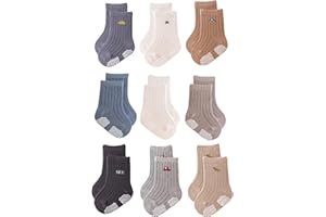J Poqobog Rutschfeste Socken für Baby Mädchen Jungen 9 Paar Kinder Anti Rutsch abs Socken Sportsocken Stoppersocken