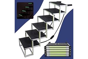 PRIORPET Samochodowe schody dla małych psów i dużych psów – świecące znaczniki prowadzące – ochrona stawów, składana rampa dla psów – nadaje się do dużych samochodów terenowych, pick-upów i ciężarówek