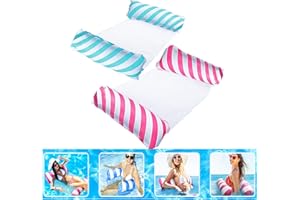 HELOVGE Hamaca de Agua,2 Pack Hamaca Piscina,4 en 1 Piscina Tumbona,Hamaca Flotante para Piscina,Tumbona Hinchable Colchoneta Hinchable Flotador Piscina Playa