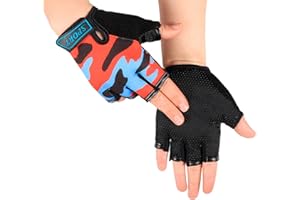 IPENNY Halbfinger Handschuhe Kinder rutschfest Hohe Elastizität Radsport Handschuhe für Radfahren Schlittschuhlaufen Atmungsaktive Sporthandschuhe Sport Fitness