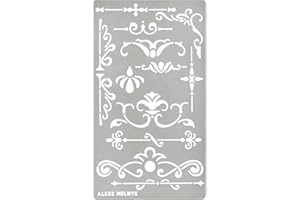 Aleks Melnyk #5 Pochoir Métal Reutilisables Peinture Shabby Chic, Pattern Border Stencil Painting, Vintage Peinture Meuble, Pyrogravure pour Bois, Gravure, Gabarits Scrapbooking, Bullet Journaling