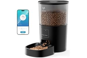 IMIPAW Distributeur Croquettes Chat Automatique, Distributeur 2.4GHz WiFi pour Chat avec Contrôle APP pour Nourriture Sèche, Mangeoire Minutée pour Animaux de Compagnie, Double Alimentation