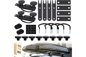 LBING 4 Stück Dachbox Befestigung Universal Dachbox Halterung Befestigung U Bügel mit Heavy Duty Kontermuttern und Bandagen, Dachbox Halterung Installationszubehörsatz