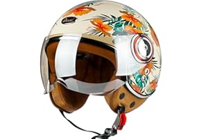 LPXPLP Rétro Casque à Face Ouverte Demi-Jet Casque Scooter avec Visière Open Face Classic Casque Moto Jet Vintage ECE Homologué Casque Bol Moto Bols pour Homme et Femme B,M