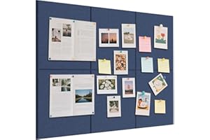 EUBSWA Bacheca in feltro, 60 x 90 cm, 6 bacheca in feltro, autoadesive, 30 x 30 cm, decorazione da parete (ciano scuro)