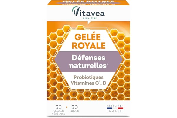 Vitavea - Gelée Royale, Probiotique - Complément Alimentaire Fortifiant Stimulant - Vitamine C Vitamine D - Produits de la Ruche - Tonus, Vitalité - 30 capsules - Cure de 1 mois - Fabriqué en France