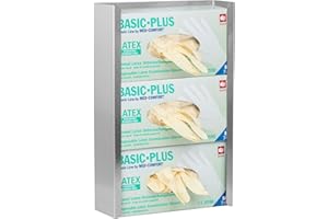 gardivo Edelstahl Handschuhhalter (3 boxen), Wandhalter für Handschuhe, Handschuhspender für Einmalhandschuhe, Handschuh Halterung für Einweghandschuhe,