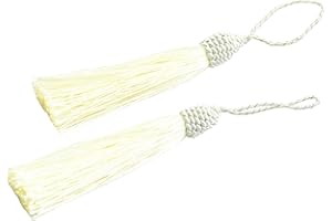 MAKHRY 20pcs 15.5cm/6 Inches Silky Floss Bookmark Tassels with 2-Inch Cord Loop and Small Chinese Knot for Jewelry Making, Souvenir, Bookmarks, DIY Craft Accessory (Cream)