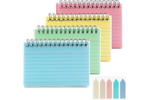 SAMALY Index Cards, 200 Sheets Coloured Spiral Bound Flash Cards, Revision Record Cards Note Taking Paper for Office School Work Note List(5 * 3inch)